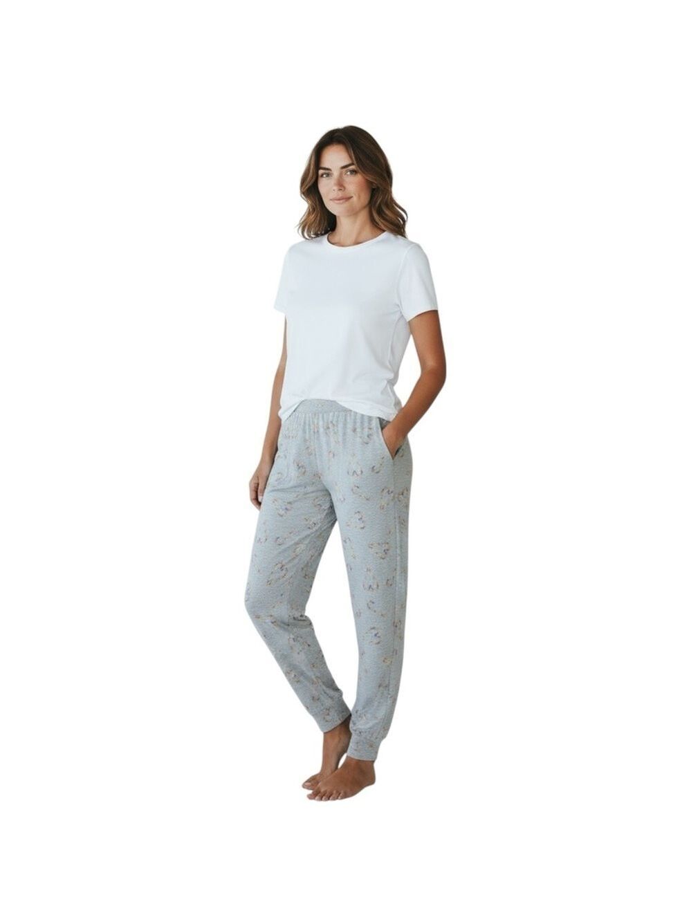 Victoria’s Secret PINK Woman’s Size L Grey Gray Rainbow Heart Candy cane Pants